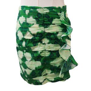 Zara Green and White Ruffle Skirt